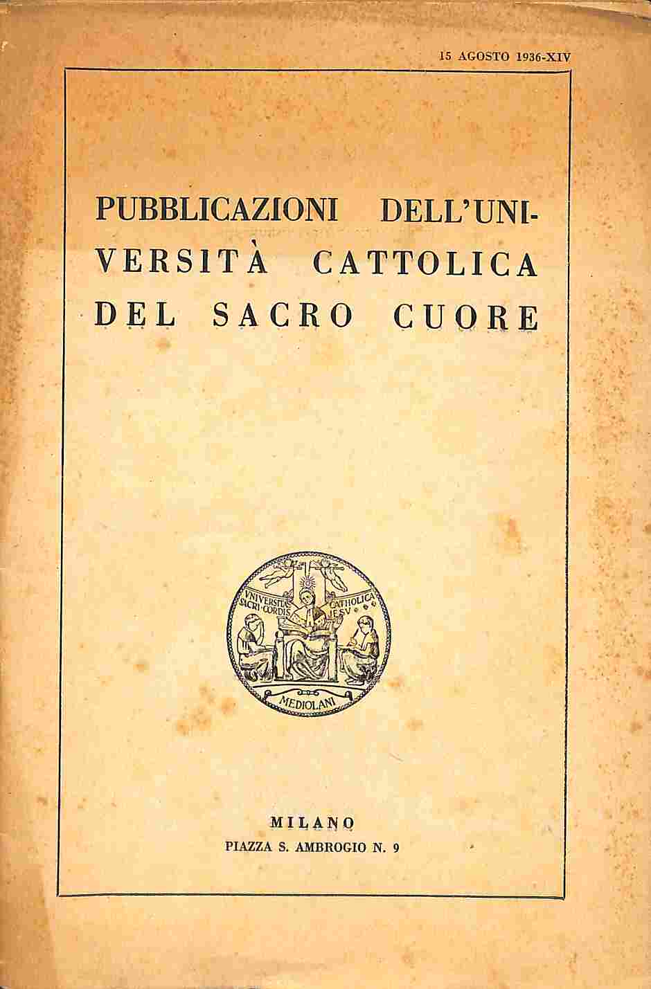Pubblicazioni dell'Università Cattolica del Sacro Cuore